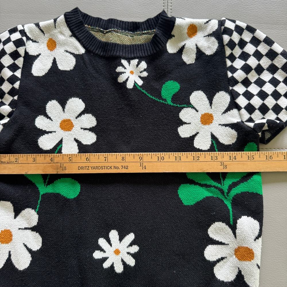 Debut Daisy Women's S Short Sleeve Cropped Coquette Twee Sweater - Picture 4 of 5